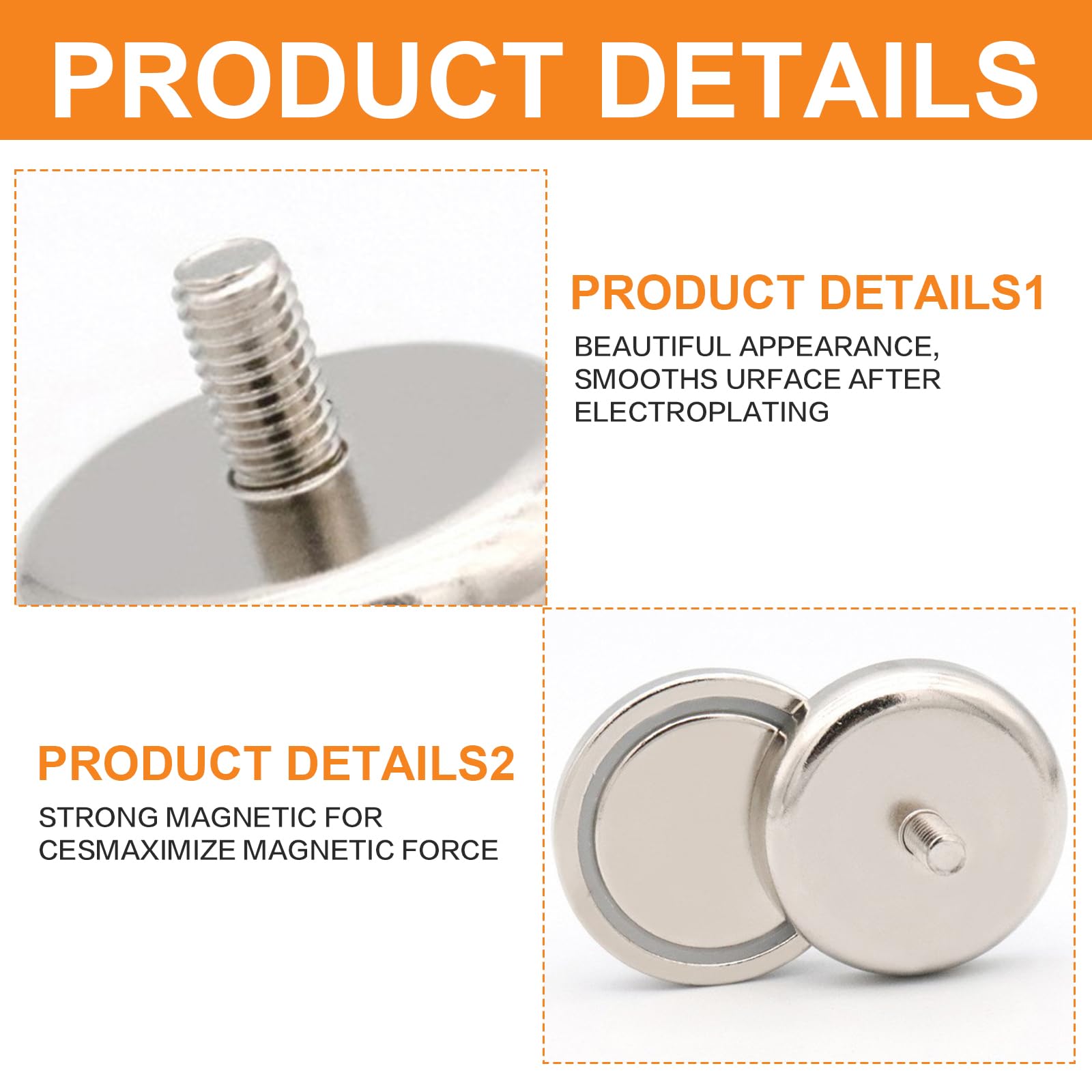 Lot de 10 aimants en pot en néodyme de 25 mm de diamètre, extra puissants avec filetage M5 et force d'adhérence de 22 kg, aimants ronds en néodyme pour vis, œillets ou crochets, systèmes magnétiques