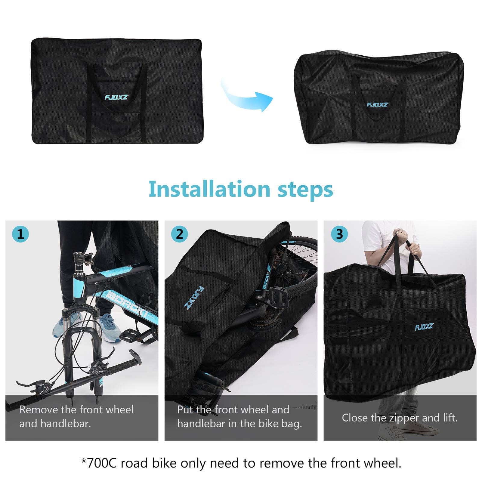 Bolsa de Transporte para Bicicleta de 26 Pulgadas 1680D Oxford Plegable Bolsa de Almacenamiento Bicicleta Bolse de Viaje para Avión, Viajes en Tren
