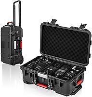 Relaxweex Waterproof Rolling Camera Hard Case 22x14x9 Inch - Impact-Resistant Travel Case with Padded Dividers, Wheels & Locks (Black)