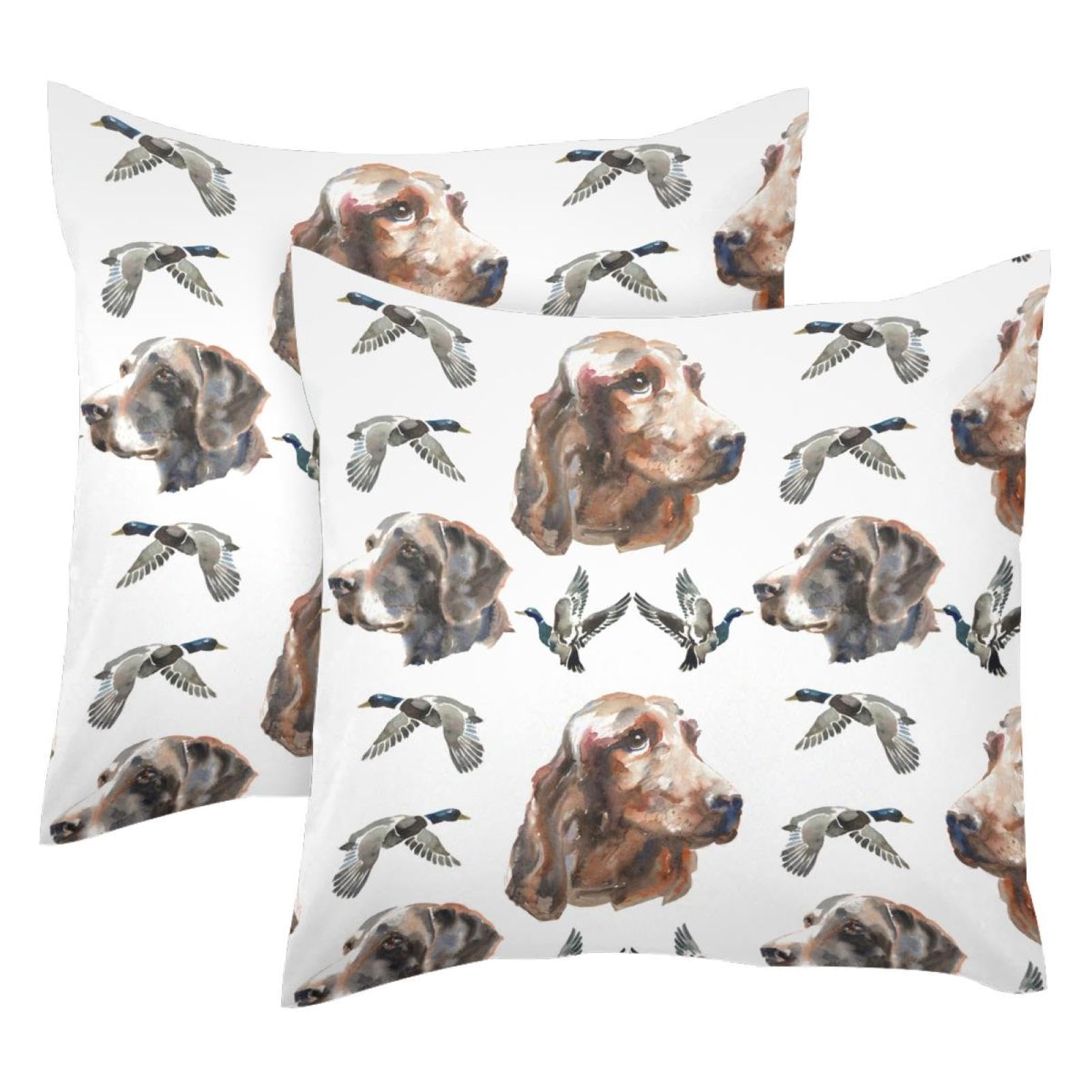 Housse de coussin velours 50x50 Setter irlandais, Deutsch Kurzhaar et canard sauvage