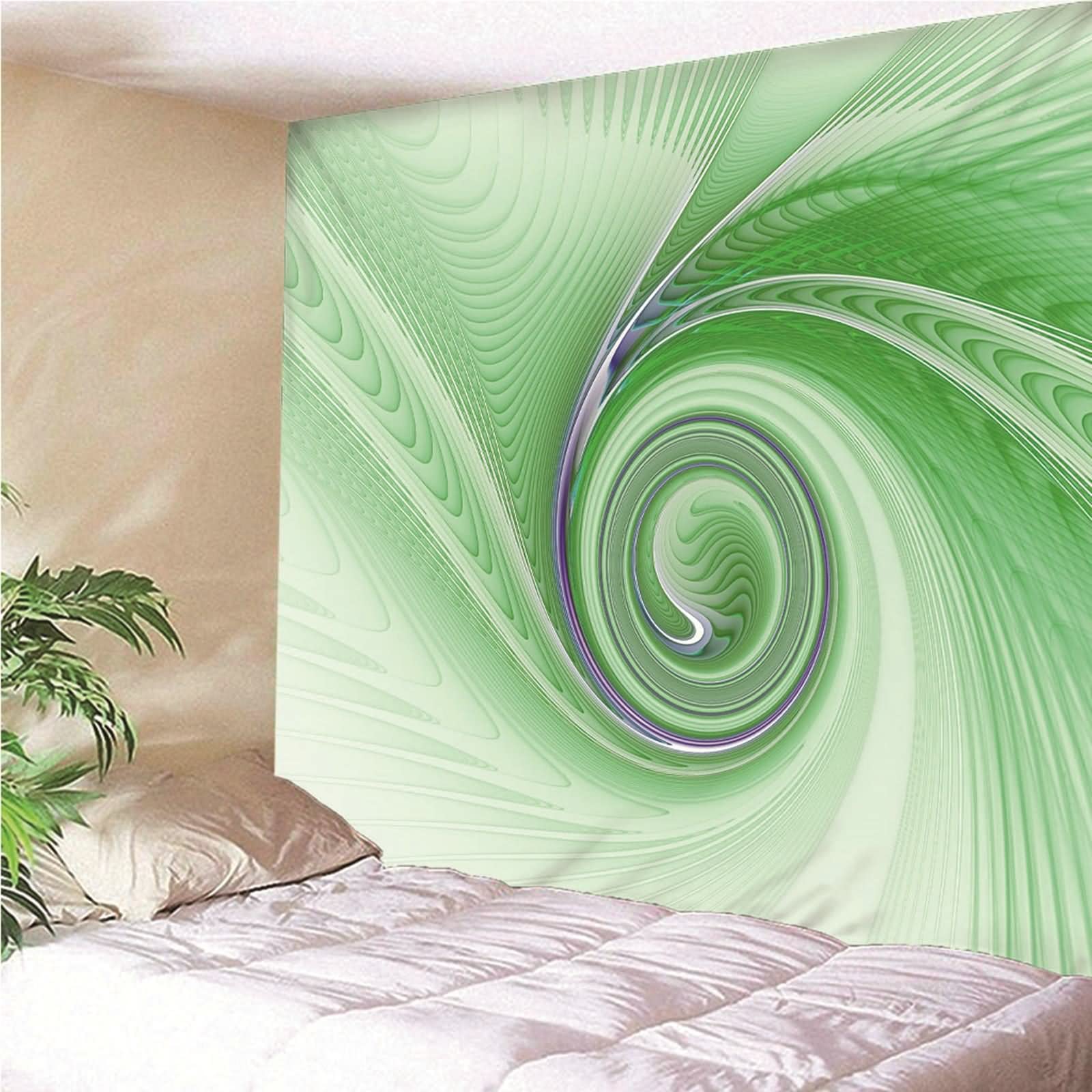 Tapices de Pared Navidad, Objetos Decoración Pared Patrón de Espiral Cian Degradado Poliéster Cian Degradado 150x130CM