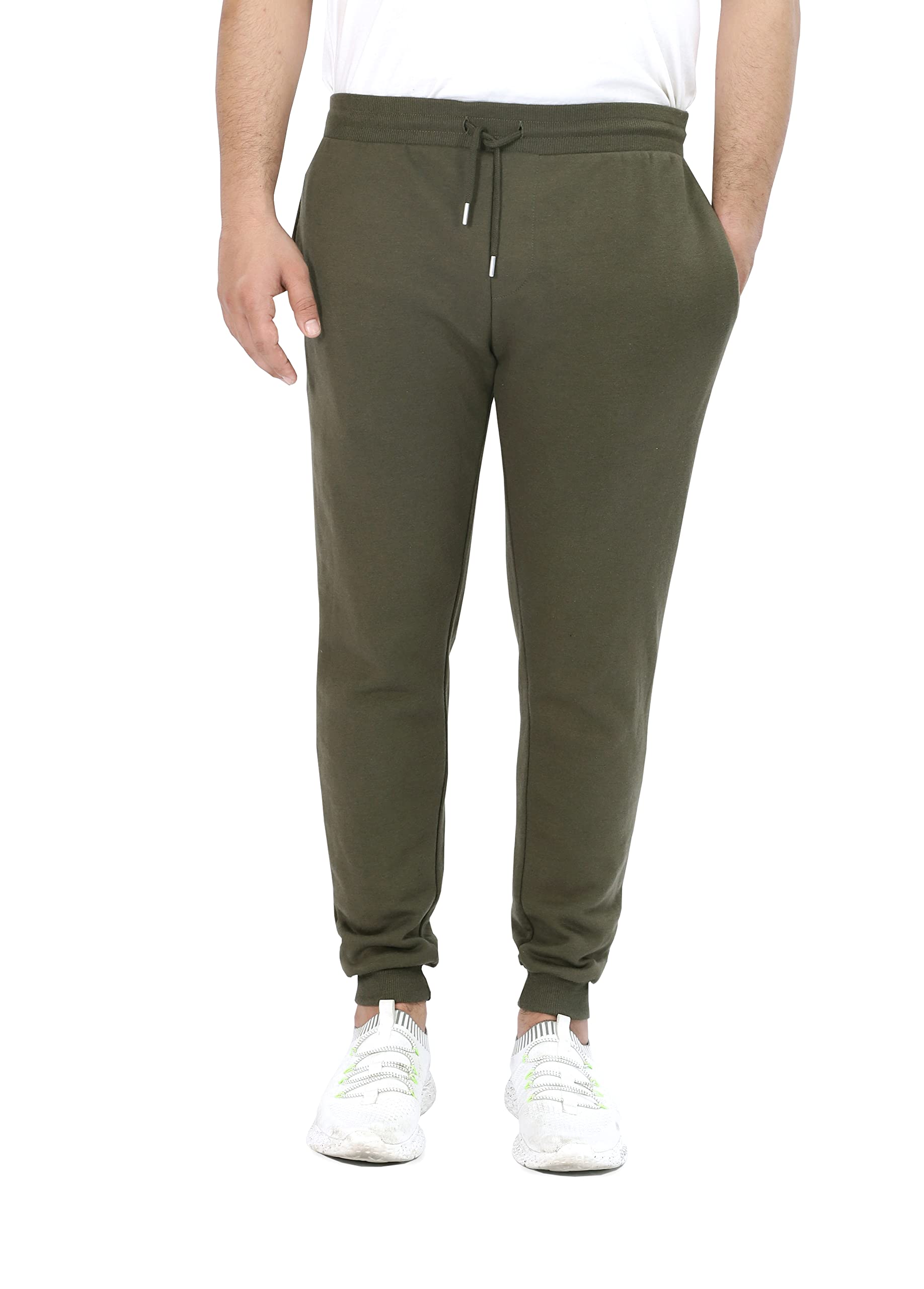 M17 Mens Recycled Slim Leg Jogging Bottoms Casual Pants Joggers Trousers Tracksuit Gym Cuffed Hem Pockets (S, Khaki Green)