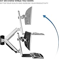 Vista 5 de Mount-It! Sit Stand Dual Monitor Wall Mount Workstation & Stand Up Computer Station with Articulating Keyboard Tray Arm and CPU Holder