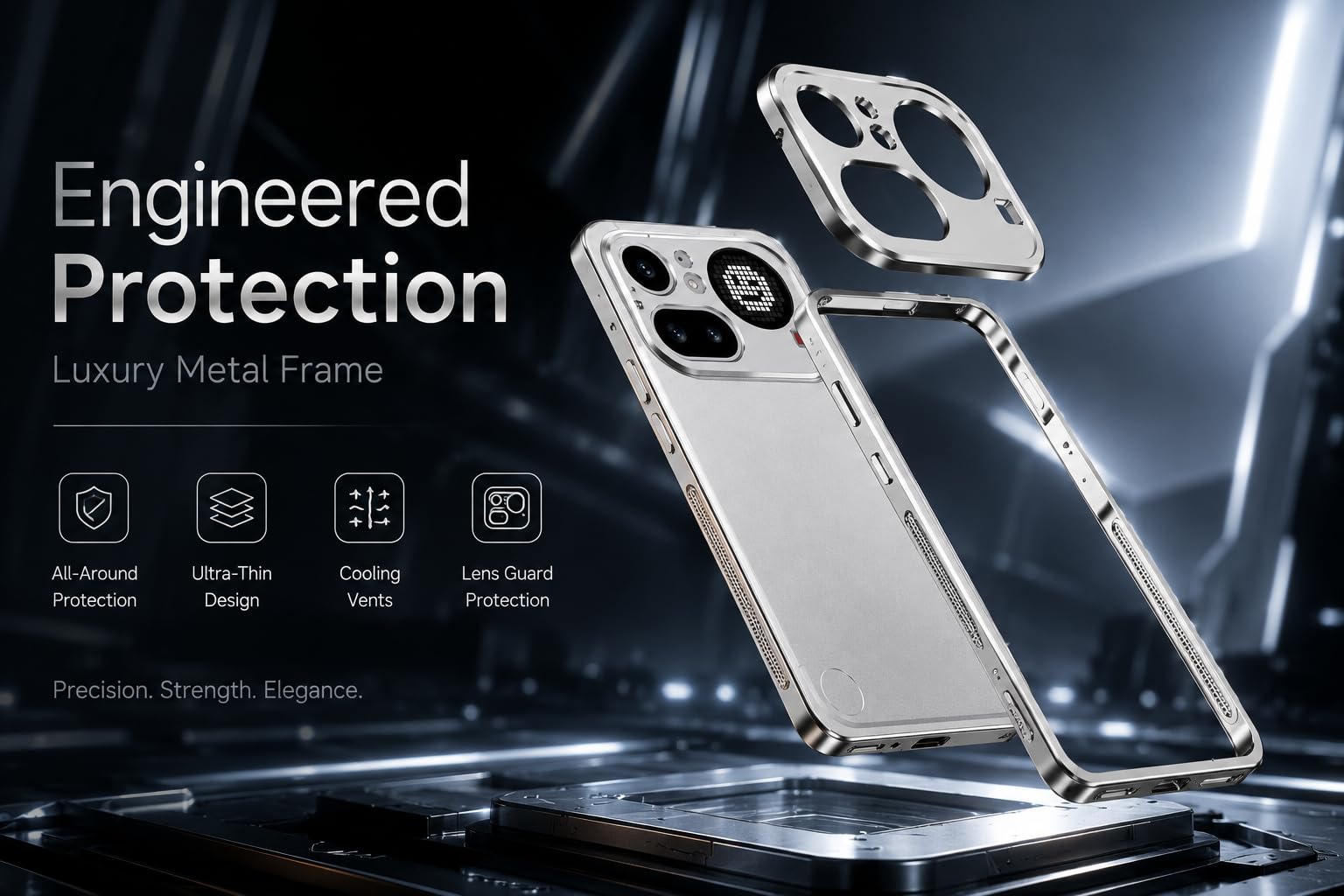 Metal Frame Case for Nothing Phone (4a) Pro with Lens Cover | Aluminum Alloy Shockproof Bumper, Heat Dissipation Design, Anti-Drop Scratch Resistant Slim Gaming Cover - (Silver) — Amazon image 6