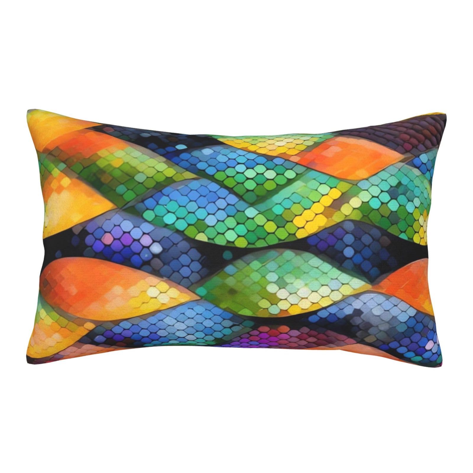 Velvet Pillowcases 14"x20" Ultra Soft Breathable Pillow Cases, Luxury Fuzzy Throw Pillow Covers with Zipper, Rainbow Fish Scale Pillow Shams All Seasons Decorative Cushion Cases for Couch