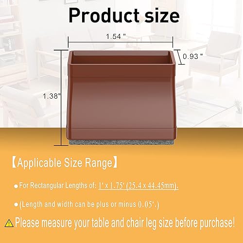 Miniatura 2 de CHWM - 16 protectores rectangulares de silicona y fieltro para las patas de las sillas, proteger baldosas de madera, evitar rayones y reducir