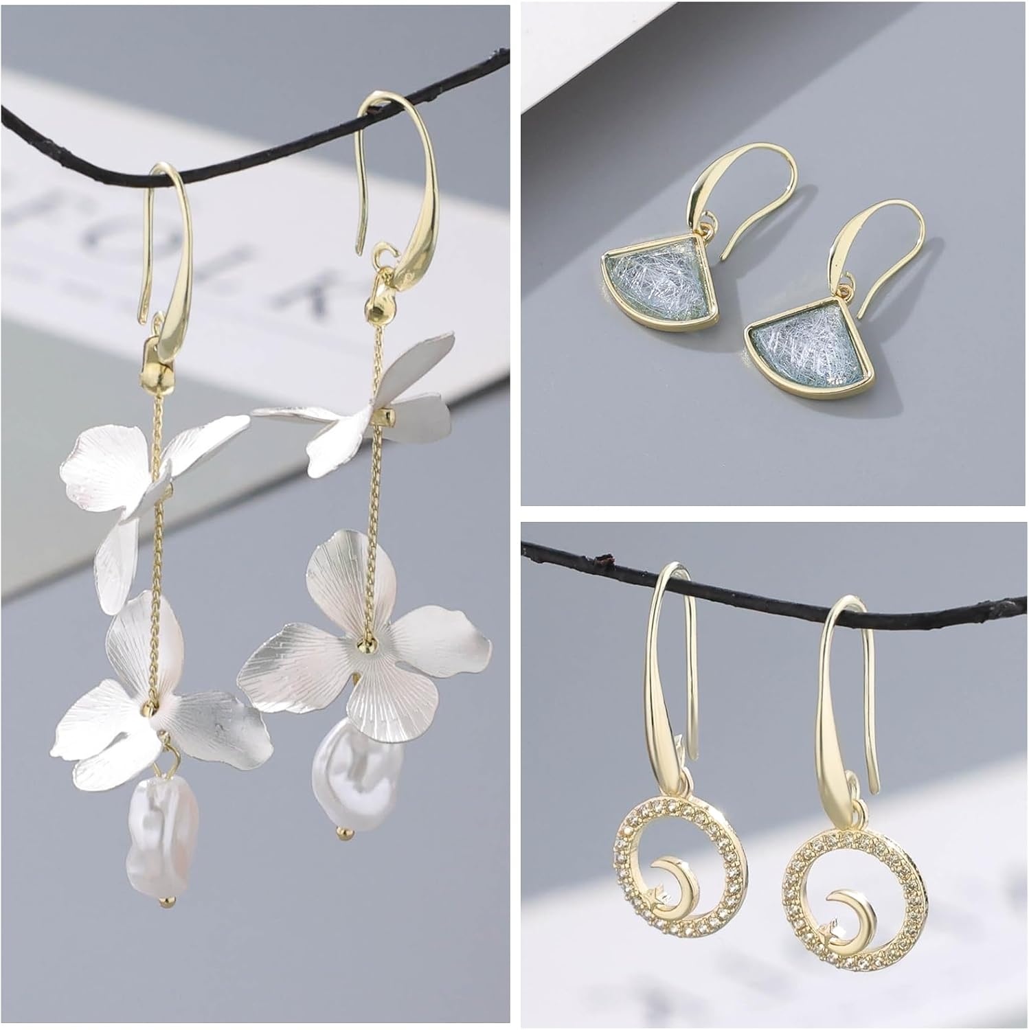 14K Gold Plated Earring Hooks, 230PCS Earring Findings for Jewelry Making Hypoallergenic Ear Wires for DIY Bulk Pack - Image 5