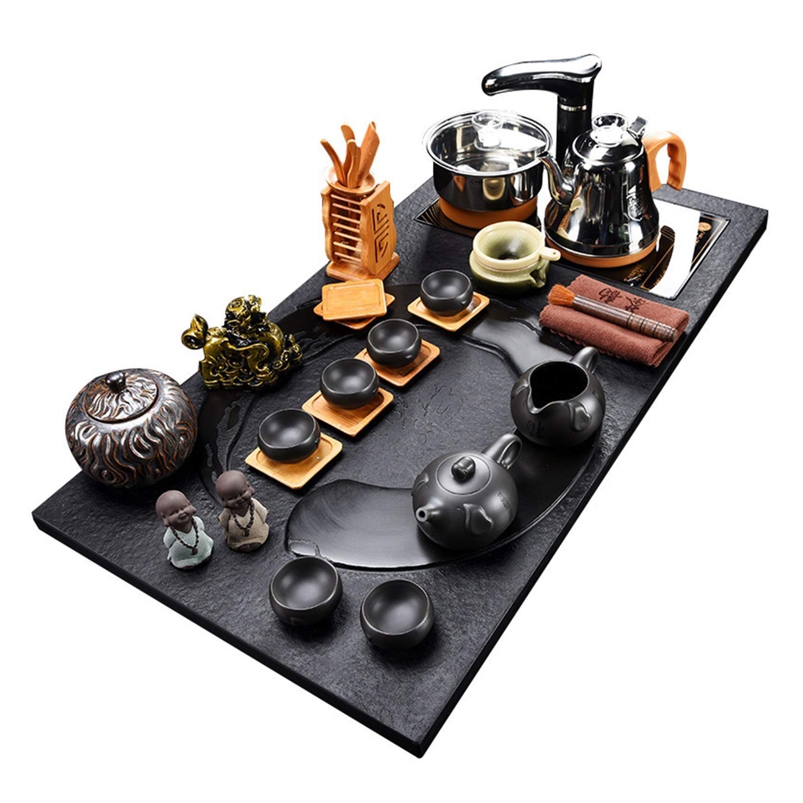 Zestaw do herbaty Kungfu Zestaw herbaty Stylu Drewna Taca Herbata Pełny Zestaw Automatyczne Wody Indukcyjne Pulpit Herba Ceremonia Teapot Pudełko Prezent Zestawy upominkowe do herbaty (Color : B1)
