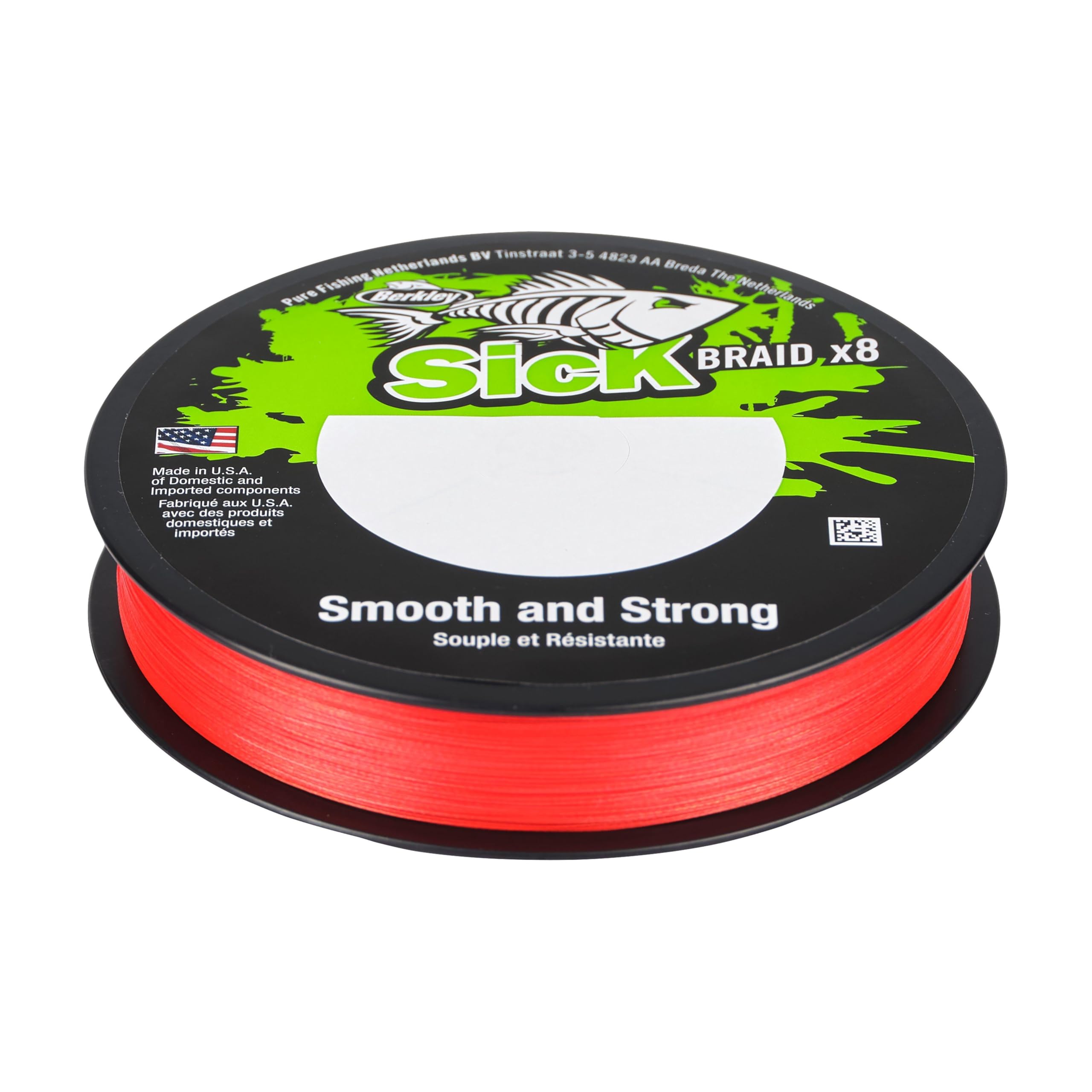 Berkley Sick Braid - Línea de Pesca Trenzada de 8 Hilos, súper Suave, 8 portadores, multifilamento, líneas de Pesca de Predator de 150/300 m para Pesca de Agua Dulce y Salada, Unisex, Rojo