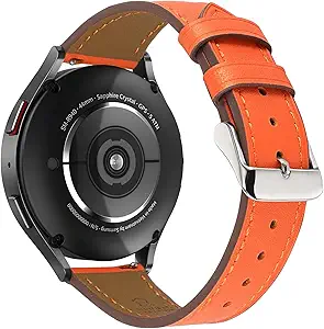 Italy Genuine Leather Watch Bands Compatible with Samsung Galaxy Watch 7 6 5 4 40mm 44mm, 5 Pro 45mm, 6 4 Classic Active 2, 20mm Quick Release Leather Watch Straps Replacement Band for Women Men