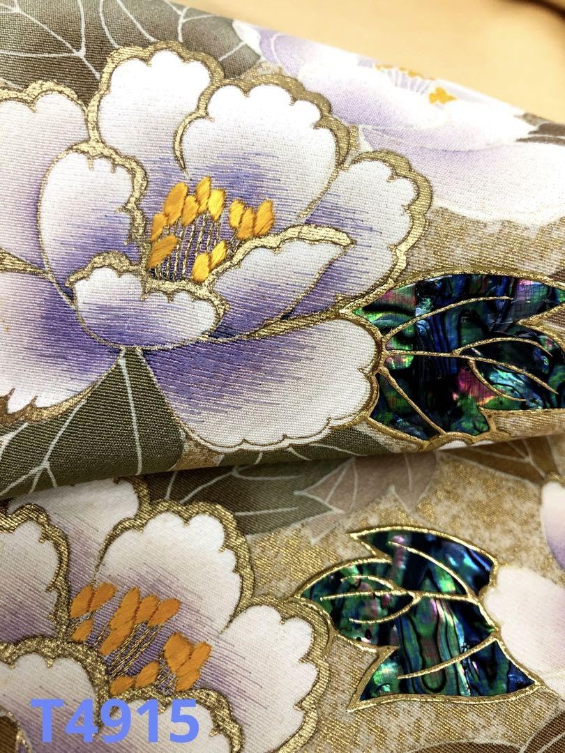 Amazon.co.jp: 螺鈿 刺繍 手描 金彩 ちりめん レグホーン色 正絹 反物 