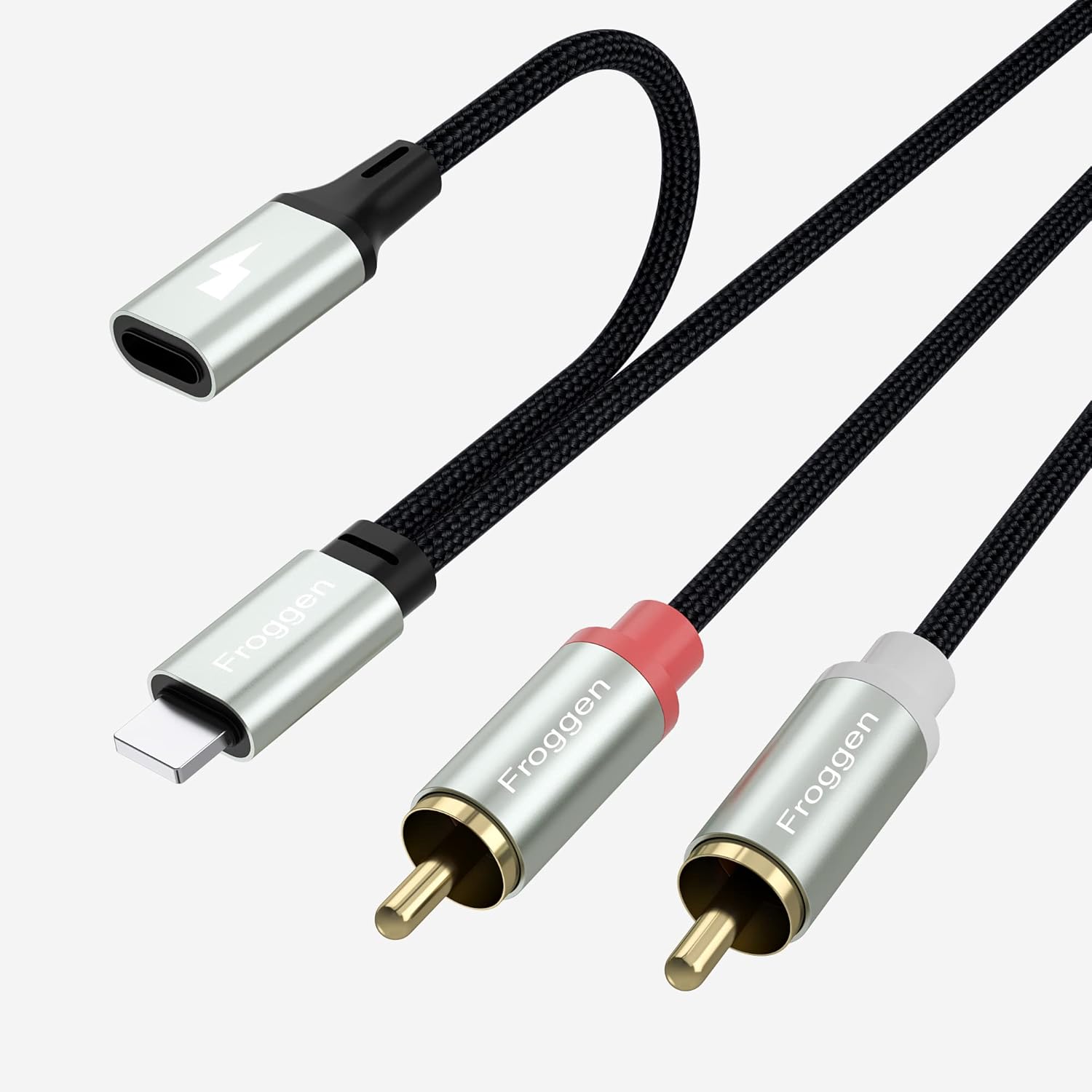 Froggen Lightning to RCA Cable, with Charging 2RCA to iOS Adapter