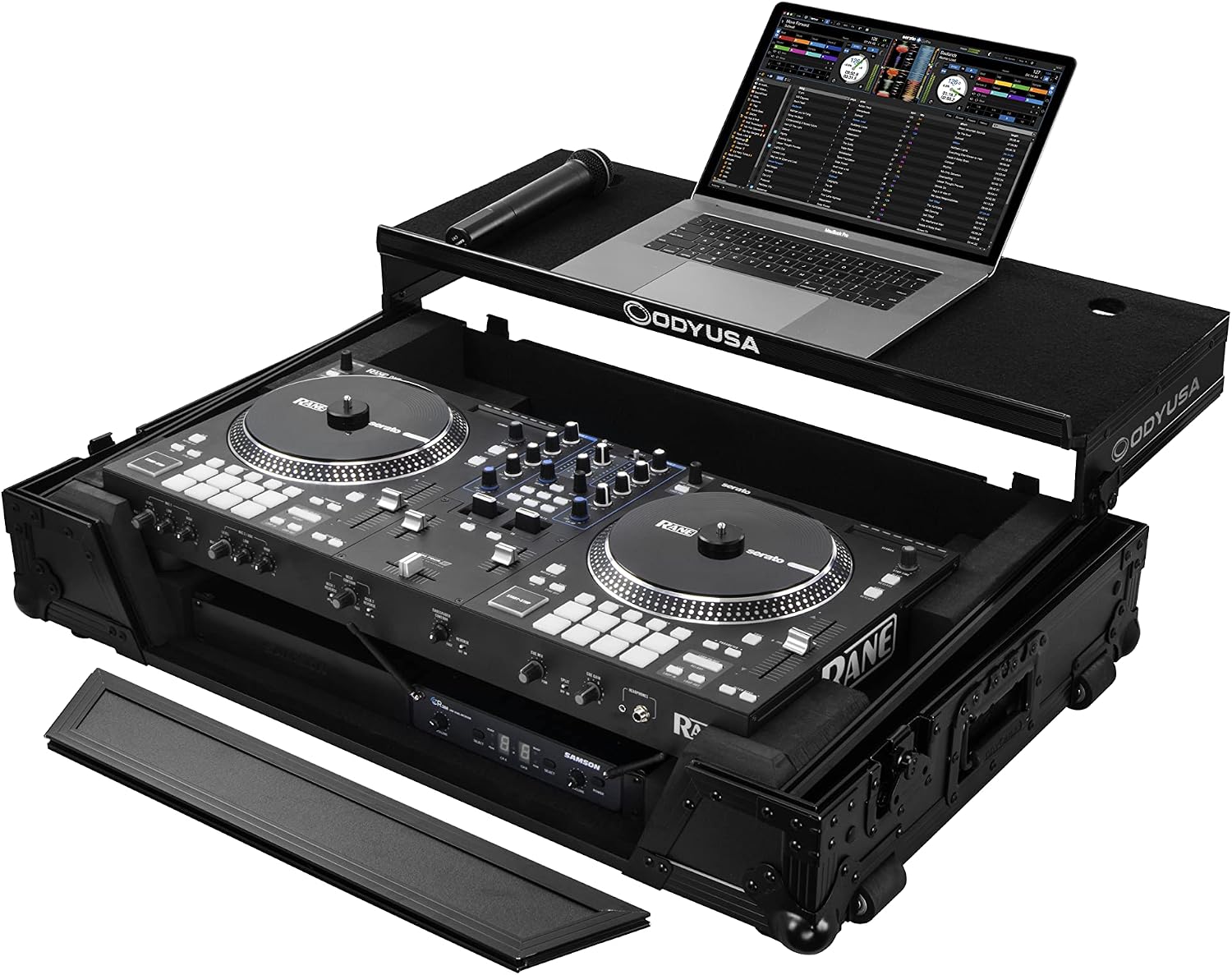 ODYSSEY FZGSRANEONEW1BL Flight Case for Rane One with Glide Platform and 1U Rack Space - Black Label