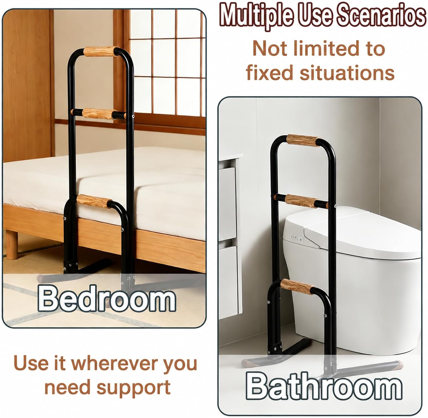 Couch Chair Stand Assist Aid for Seniors, Stand Assist Rail for Elderly - 3-Tier Fixed Height Floor Standing Support, Heavy-Duty Sofa Safety Rail with Anti-Slip Base (Black) image 4