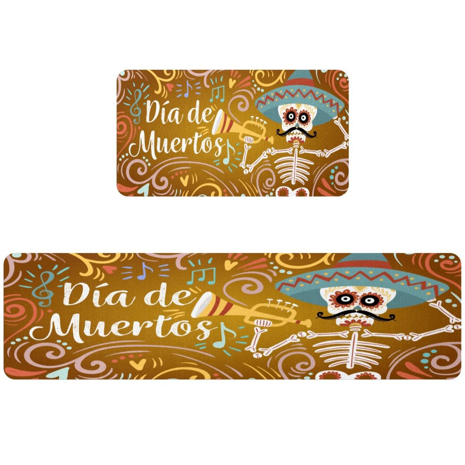 Tapete de cocina para evitar resbalones con diseño absorbente lavable de esqueletos