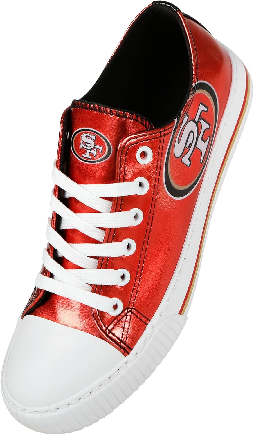 FOCO NFL Womens NFL Team Logo Metallic Ladies Fashion Low Top Canvas Sneakers Shoes - Image 3