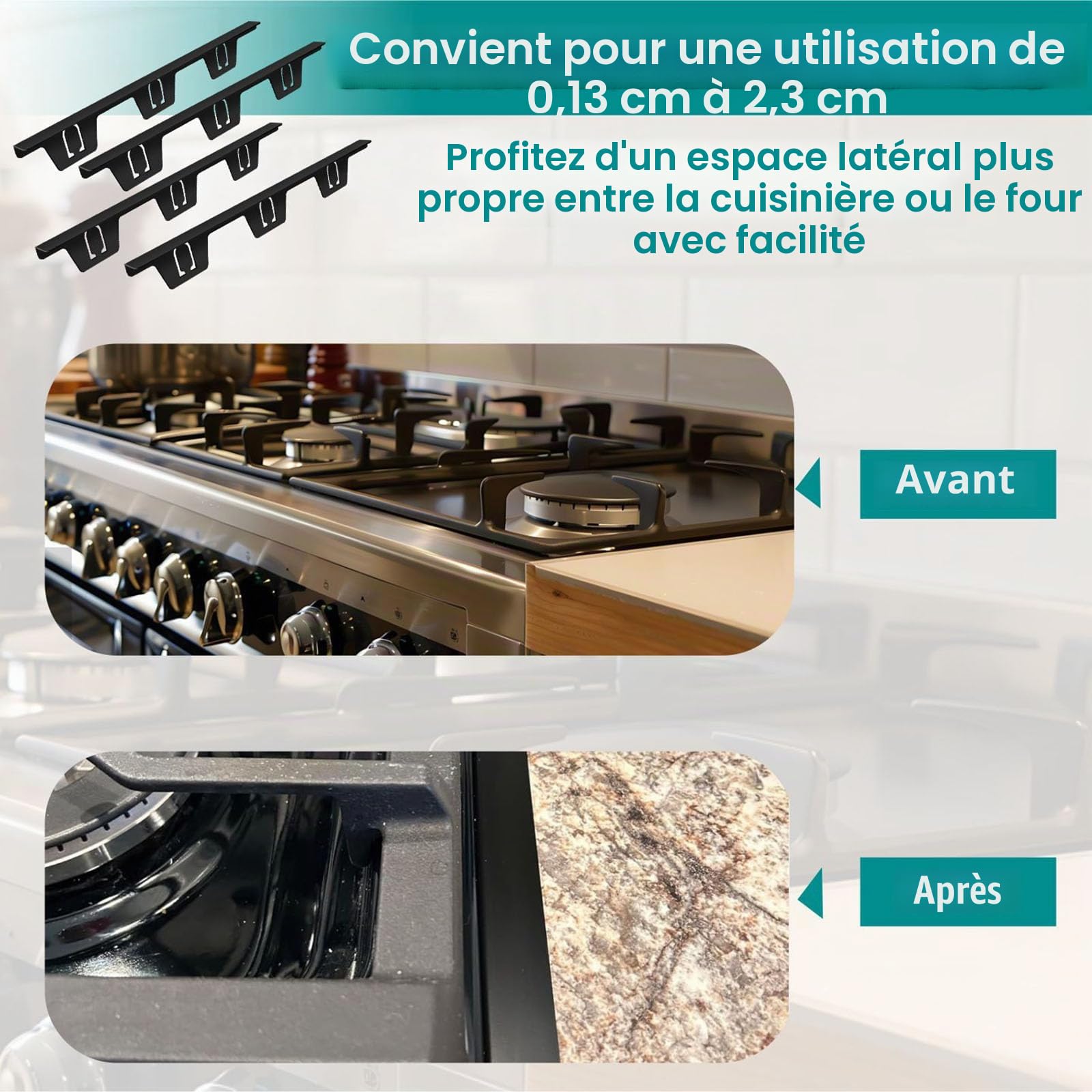 4 Pcs de couvertures de trou de cuisinière en acier inoxydable, couverture de trou de cuisinière de comptoir de cuisine, couverture de trou de comptoir de cuisinière, remplisseur de trou de