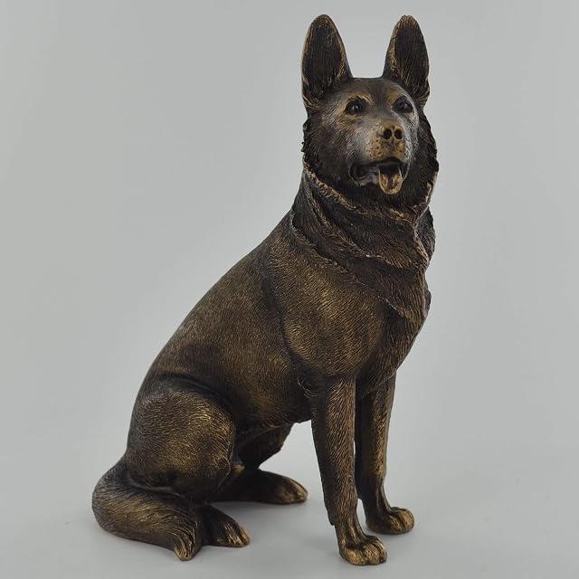 Prezents.com German Shepherd Bronze Effect Statue Home Decor Gift Ideas H16cm