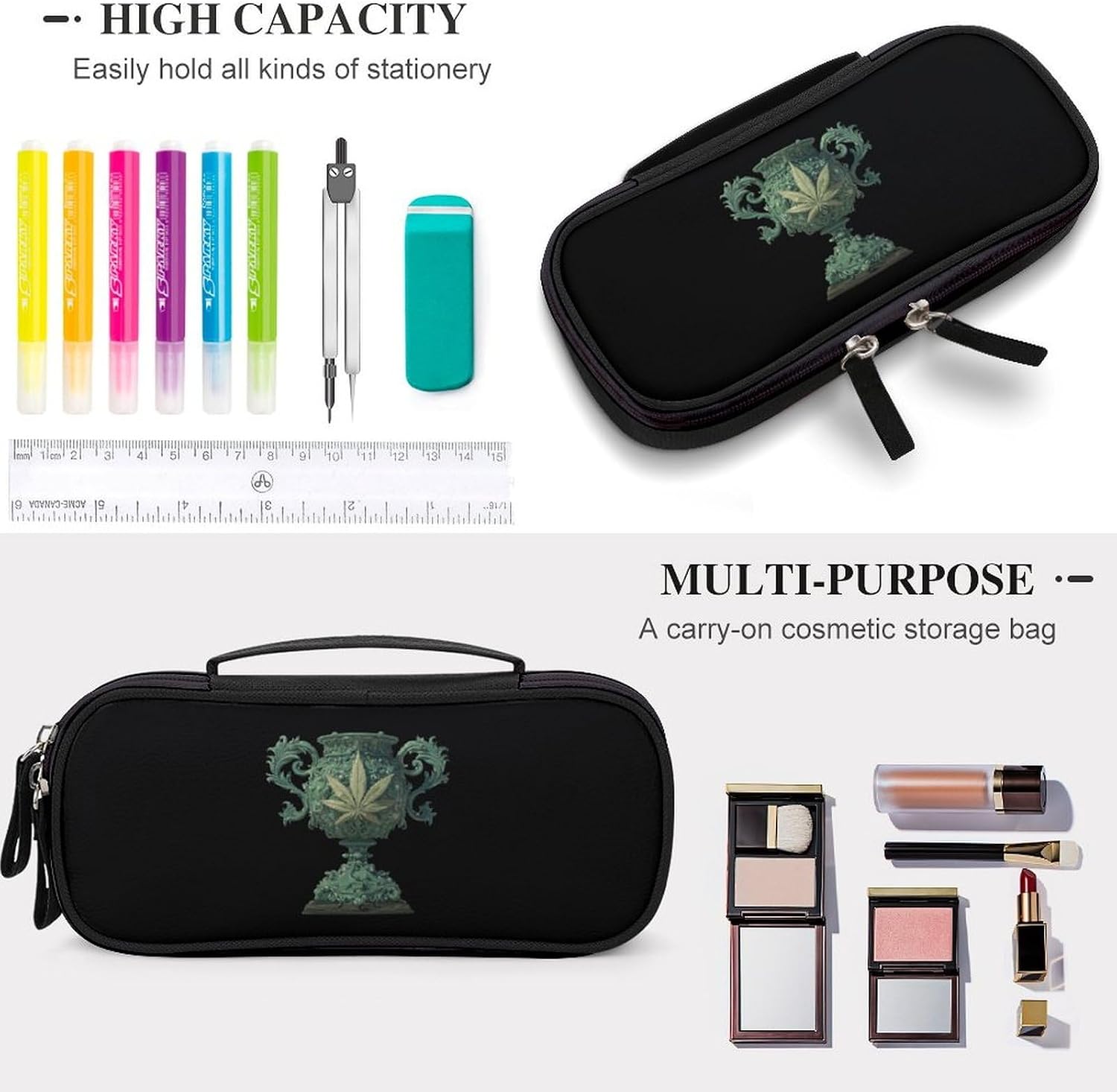 Weed Leaf Trophy Makeup Bag Travel Pen Cosmetic Bags image 3