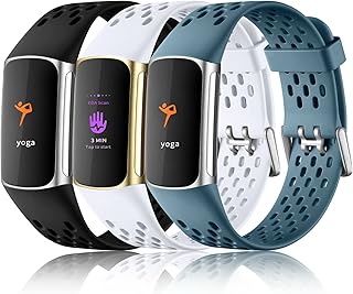 Maledan Compatível com Fitbit Charge 5 Bandas Mulheres Homens – Pulseira Esportiva Respirável Macia Impermeável Substituição Pulseira para Fitbit Charge 5 Advanced Fitness Tracker, Pacote com 3