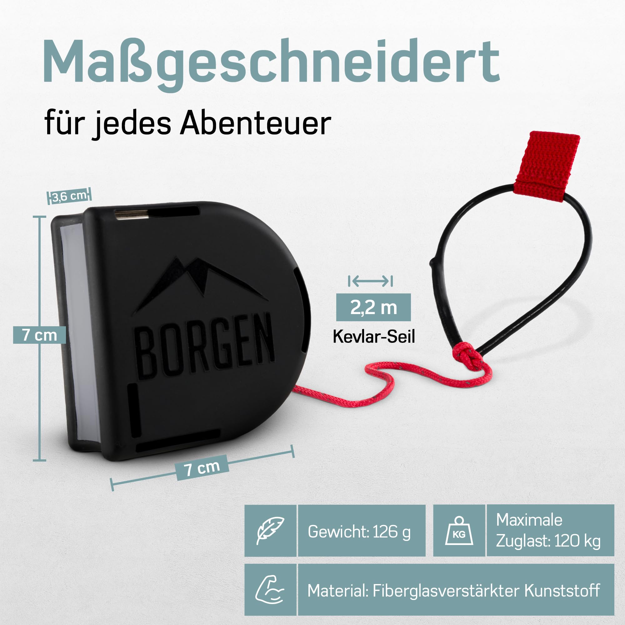 Borgen Fahrrad Abschleppseil für Kinder und Erwachsene - Sicheres und Schnelles An- und Abkoppeln - passend für alle Lenker - Zuglast bis 120 kg - Ziehhilfe Seilzug, Follow me Fahrradseil