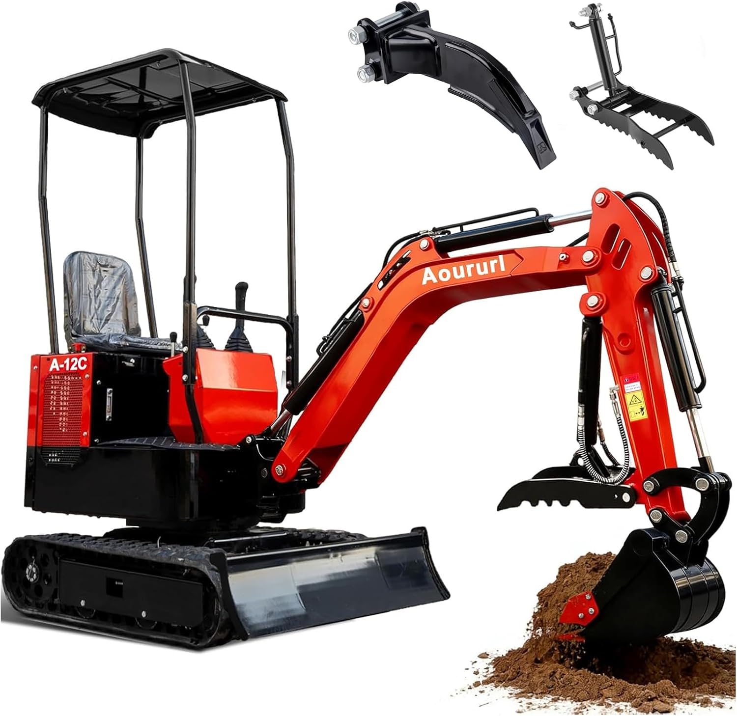 1.4 Ton Mini Excavator, EPA Certified Compact Excavator with 13.5HP Gasoline Engine, Hydraulic Control, Ripper, Unloading Service, Mini Backhoe for Garden, Farm, Trenching, Landscaping