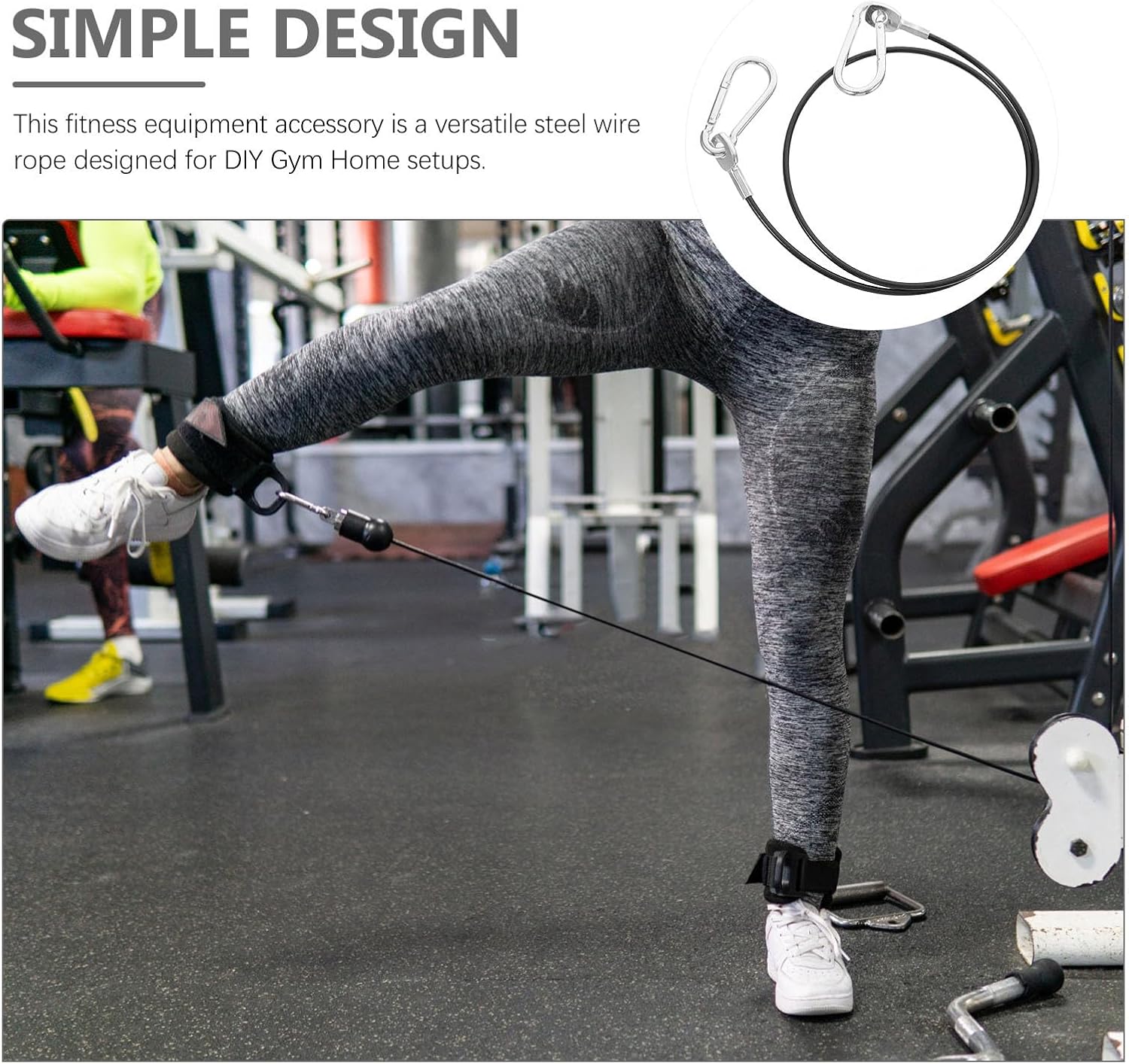 Luxshiny Fitness Equipment Pulley Replacement Cable for Weight Lifting Gym Accessory, Sturdy Stainless Steel Wire Pu Cover, Lightweight and Multi-use for Home Gym Workout image 3