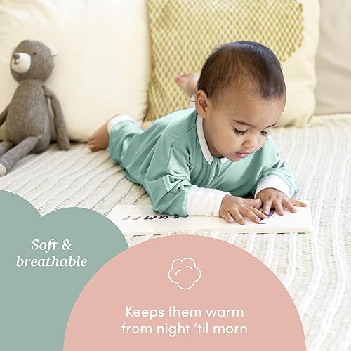 Miniatura 2 de SleepingBaby Pijama Flying Squirrel para niños pequeños con cremallera práctica para cambios rápidos de pañales y comodidad de viaje, menta, 12-24