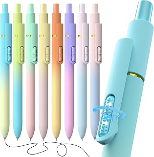 Hiacry 8 Pcs Gel Pens - 0.7mm Fine Point Quick-Dry Blue Ink Fidget Pens | Smooth Writing Pens, No Bleed, No Smear, Note Taking Journaling,School Office Supplies for Men & Women (Gradient 8Pcs)