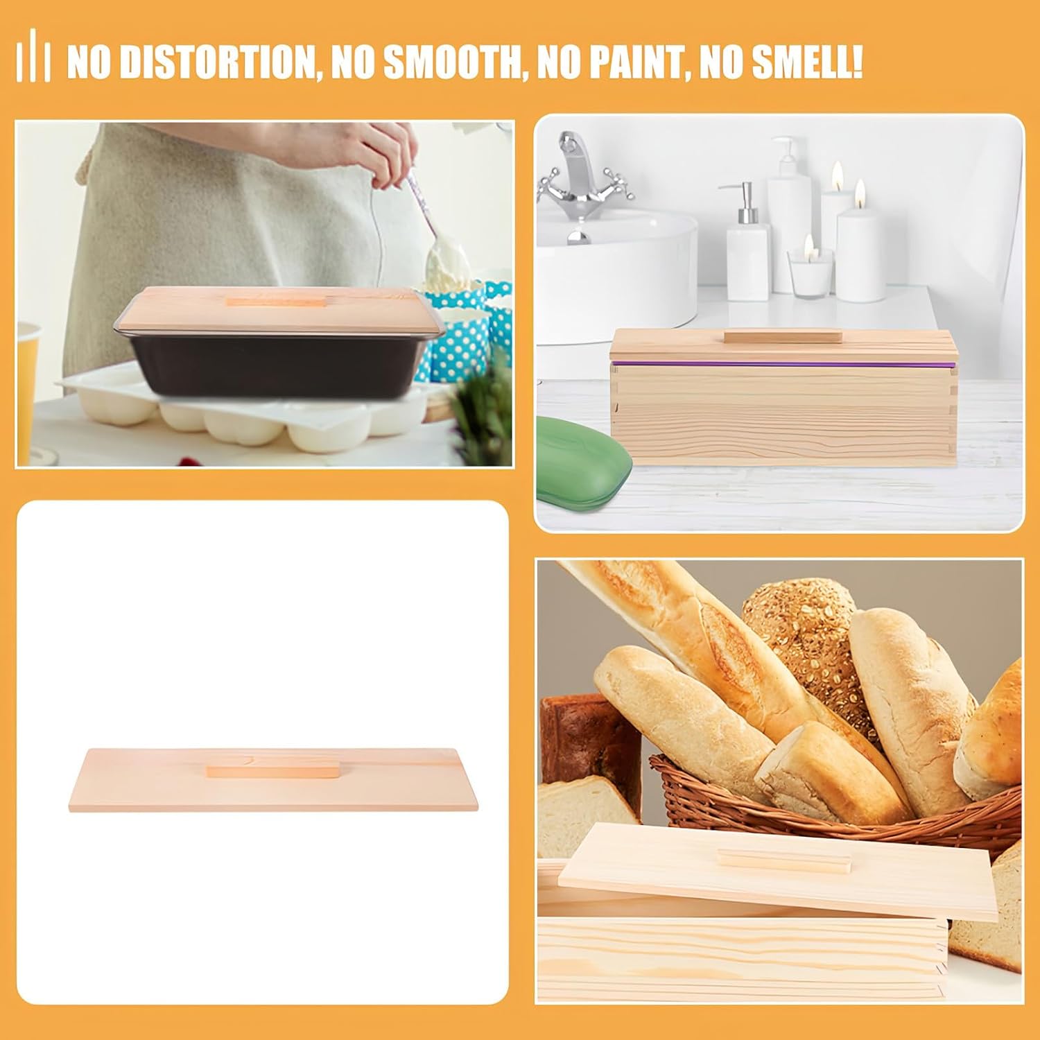 3pcs Soap Loaf Wooden Lid - Solid Wood Mold Lids for Loaf and Toast Making | 28x9cm/11 X4 Reusable Wooden Covers for Homemade Soaps