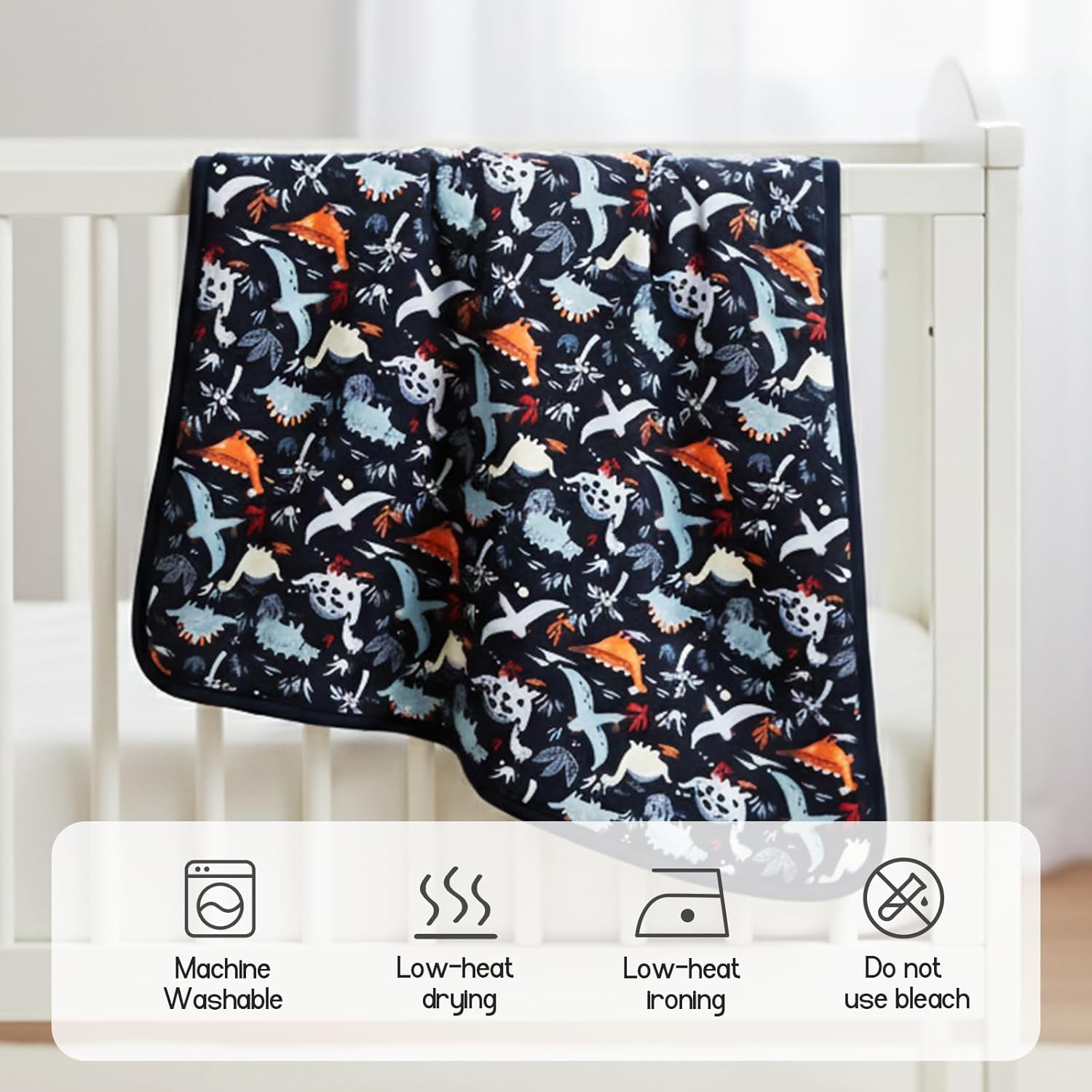 Supersoft Baby Blankets for Girls Boys, Rayon Made from Bamboo Baby Quilt - Breathable & Hypoallergenic Blanket for Bedding Crib Stroller 30"x40" (Dinosaur World)