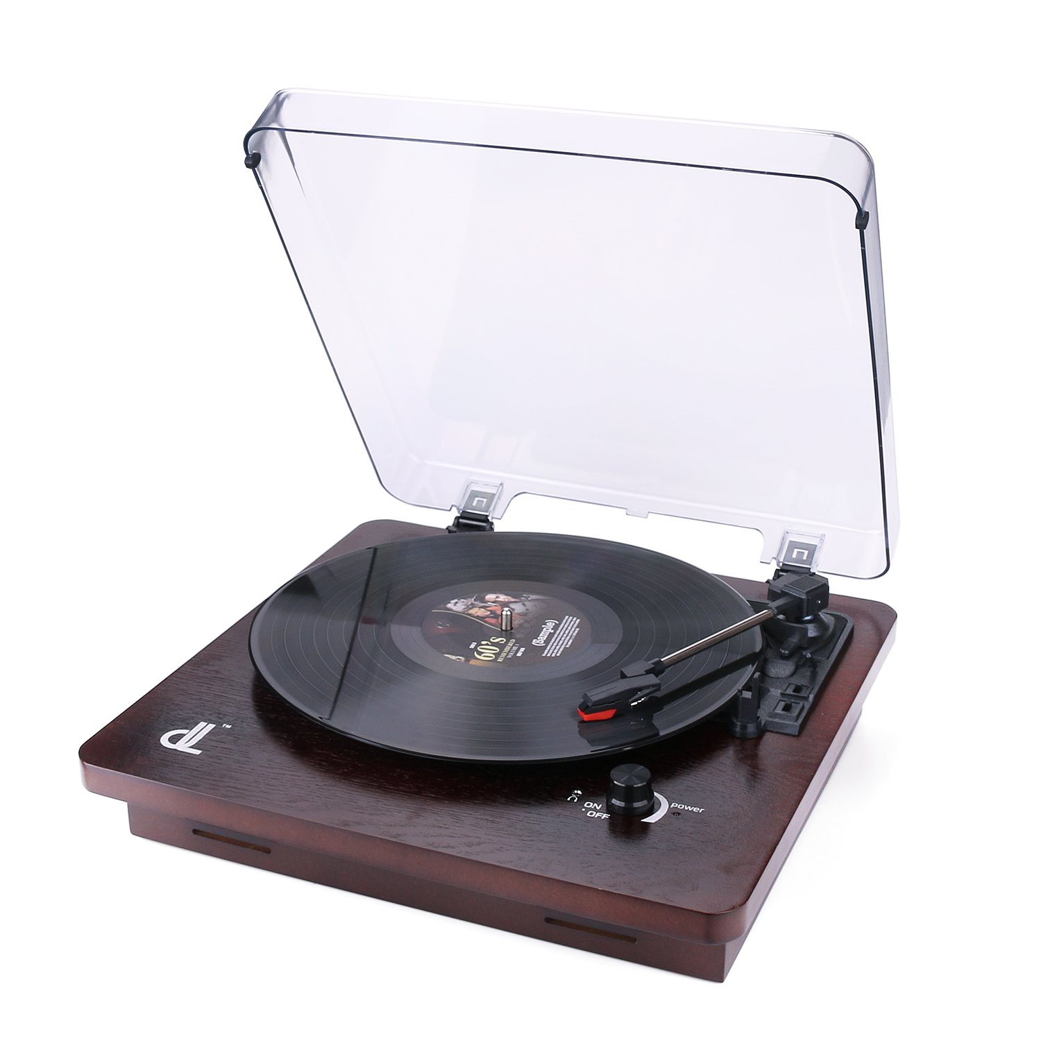 D&L 3Speed Record Player with Builtin Stereo Speakers, Vintage Phonograph Turntable Support PC