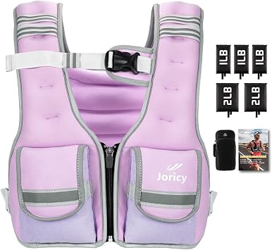 Adjustable Weighted Vest Woman 5-12lb/9-16lb Weight Vest with Reflective Stripe, Zipper Rucking Running Vests for Women Men Workout Walking Strength Training Weight Loss Fitness Weightlifting