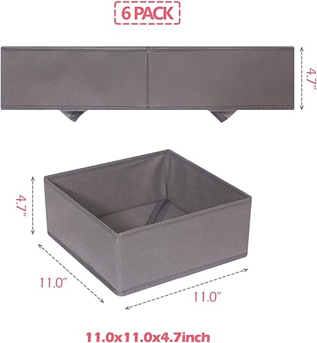 Miniatura 2 de DIOMMELL Paquete de 6 cajas de almacenamiento de tela plegables para armario, aparador, cajón, cestas de tela, contenedores divisores para ropa,