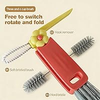 Vista 5 de Cepillo de limpieza de tapa de taza 3 en 1, cepillo de limpieza multifuncional multifuncional para tapas de tazas, cepillo de limpieza de hendiduras