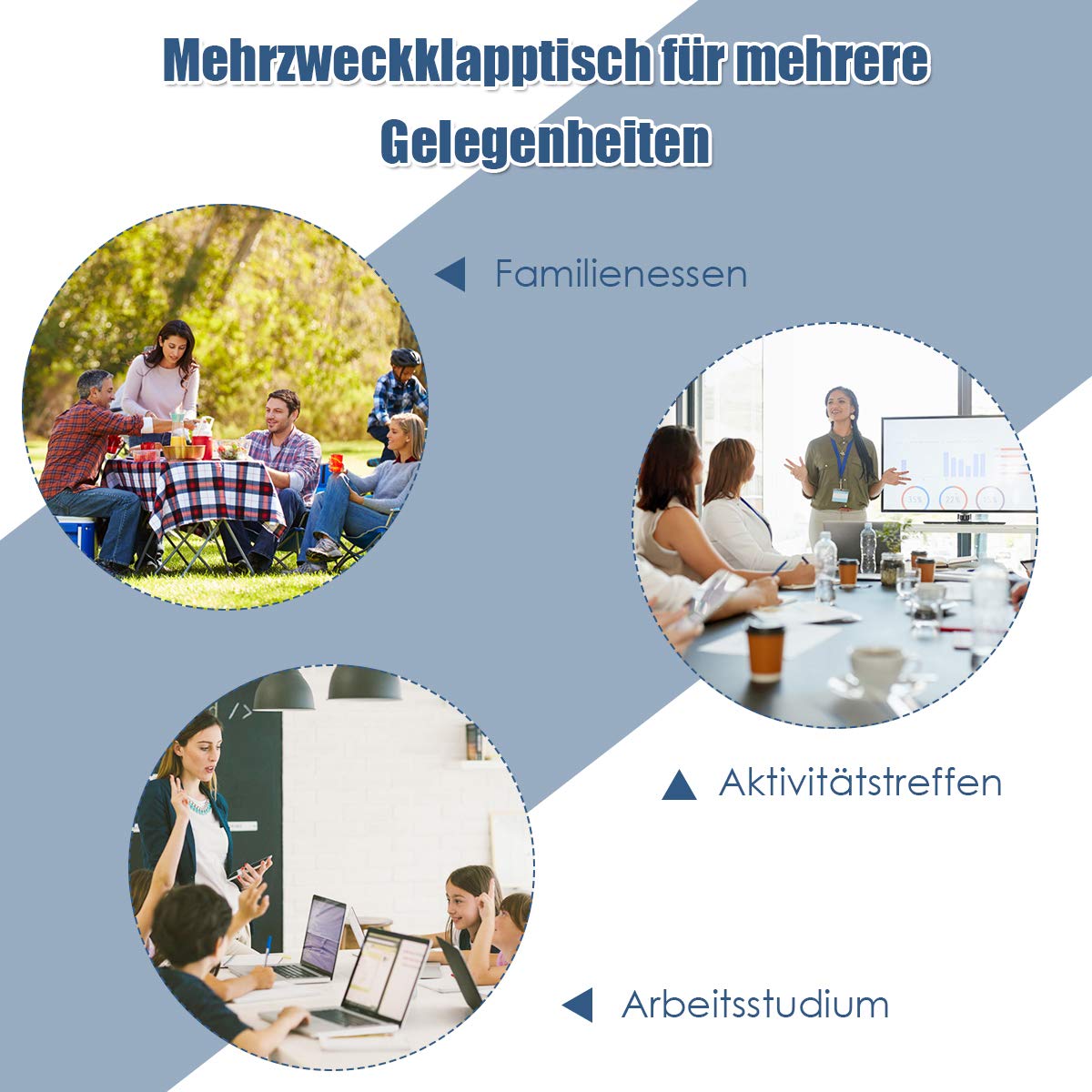 COSTWAY Campingküche mit großem Stauraum, Reiseküche Klapptisch Alu Höhenverstellbar von 53-70cm, Gartentisch Picknicktisch Campingschrank