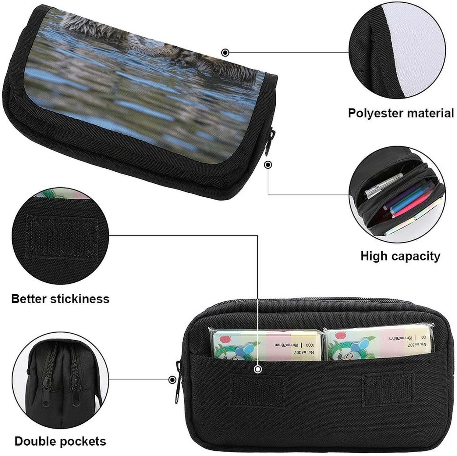 Two Couple Otter Pencil Case Big Capacity Pencil Pouch image 3