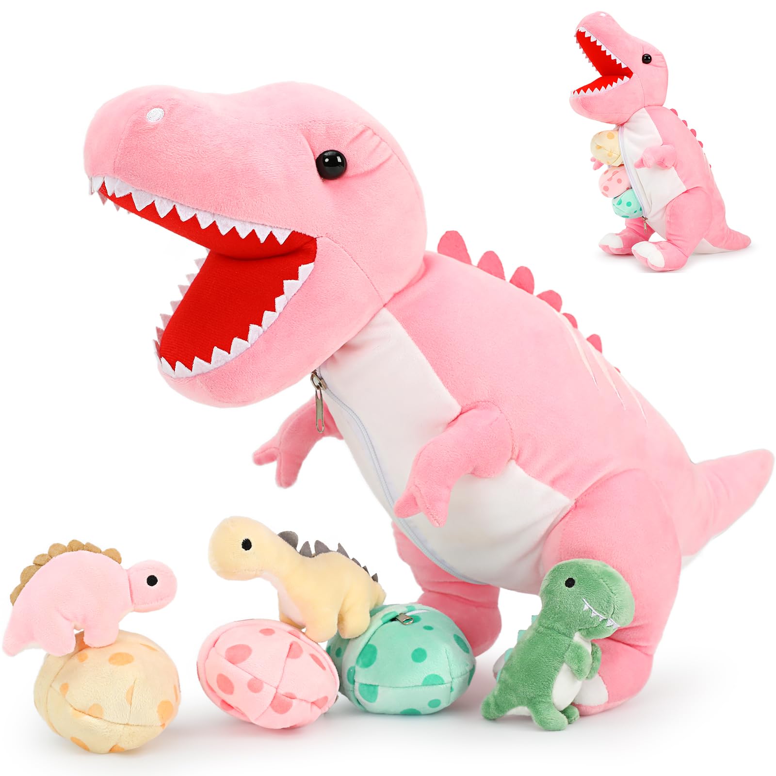 MorisMos Mamá Peluche Lagarto Verde con Bebe Suave Kawaii, 68cm Dragón Barbudo Juguete de Peluche Realista, Regalo Lagartos Morbido para Niños Niña Niños Navidad, Cumpleaños — view 16