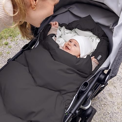 Miniatura 4 de Explorer - Saco para cochecito de bebé, lana natural y plumón, ajuste universal, multiusos, diseñado en Noruega, bolsa de banderines para cochecito