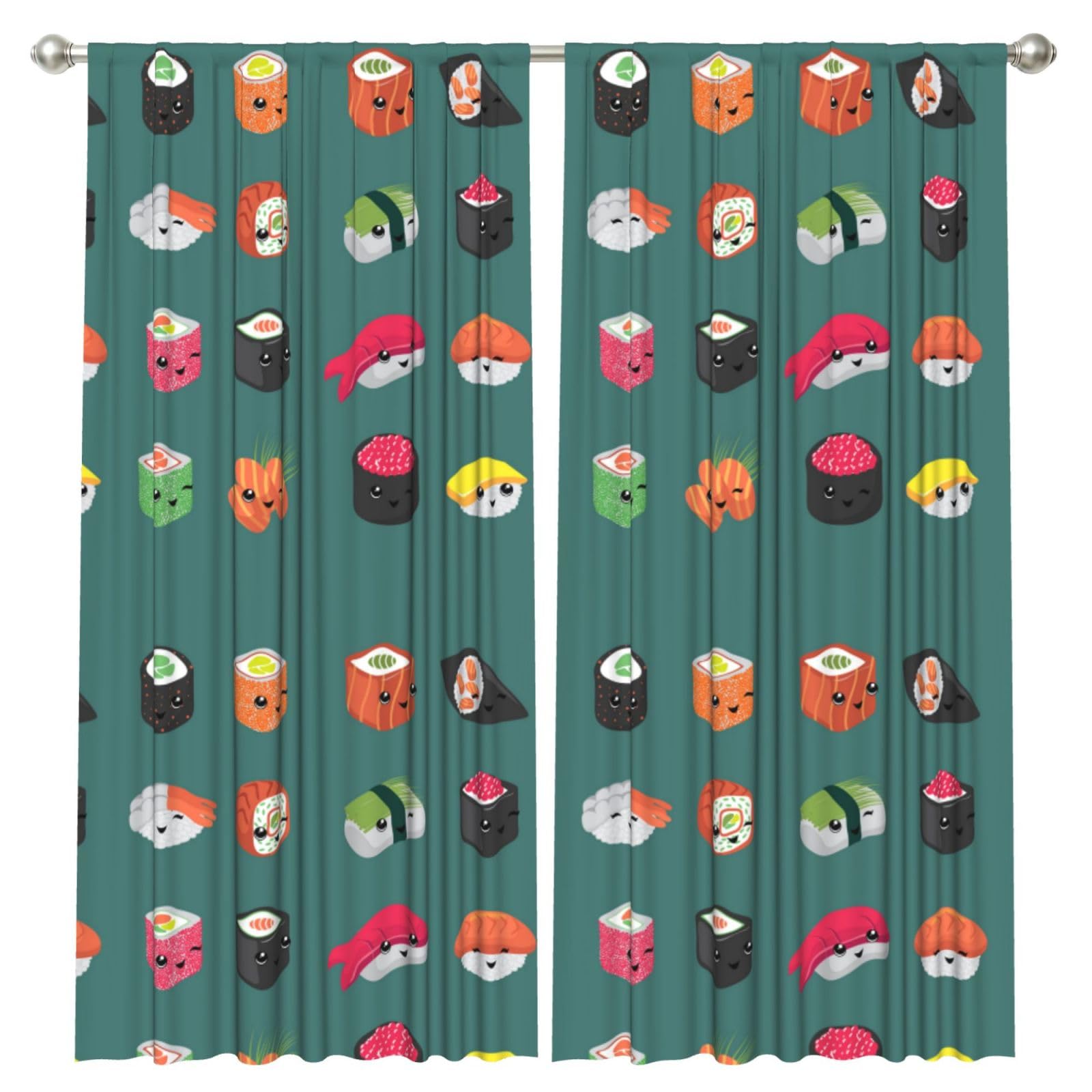 InOmak Sushi, 2 Panels Window Curtains 52 x 84 Inch Blackout Curtains for Living Room Bedroom