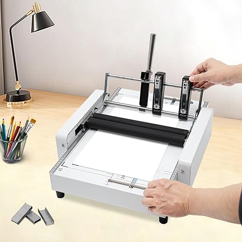 Miniatura 4 de Máquina para hacer folletos, máquina de grapadora de carpetas de papel A3 Diseño 2 en 1 con rodillos plegables de silicona Encuadernación precisa