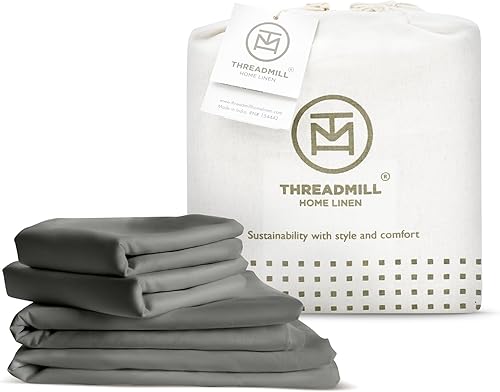 Miniatura 9 de Threadmill Juego de sábanas de rayón de bambú tamaño individual para cama de tamaño individual, juego de sábanas refrescantes de 3 piezas, color