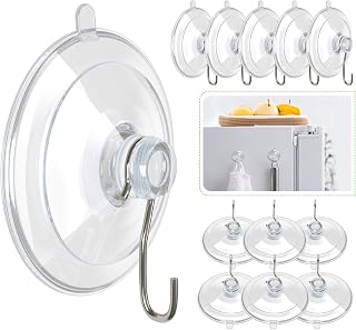 Hangerspace Clear Suction Cup Hooks 1.77" - 3LB Heavy Duty Removable Hooks for Bathroom Kitchen Shower Window - 12 Pack