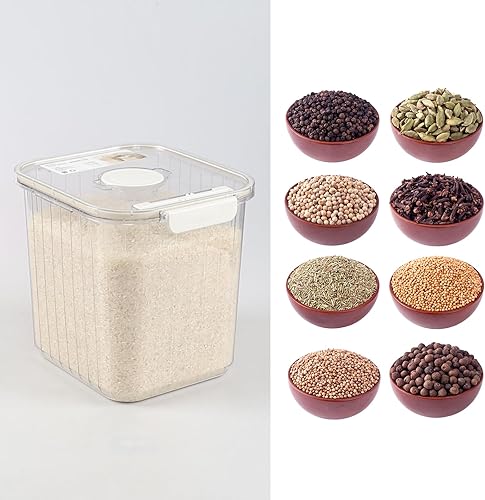 Miniatura 6 de Kiddream Dispensador de arroz hermético transparente de 22 libras, contenedor hermético para almacenamiento de alimentos, juego de 1