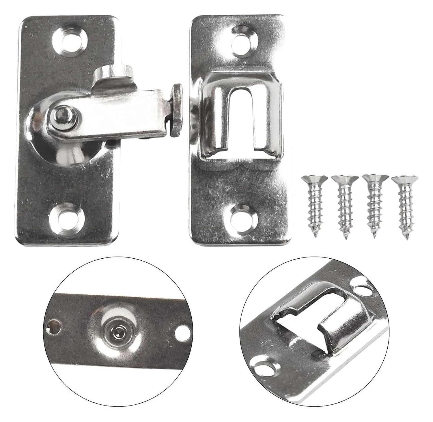 Door Lock Latch 90 Degree Barn Bolt Stainless Steel Hook Window Cabinet Locks Right Angle Sliding Gate Hardware(Black)