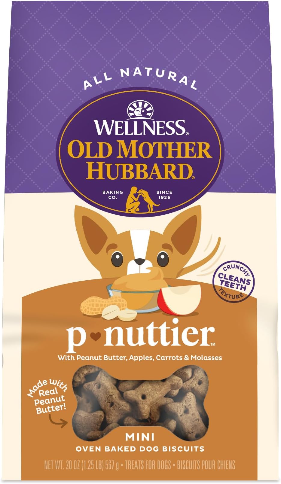Wellness P-Nuttier Dog Biscuits, Natural, Training Treats, Peanut Butter Flavor, Mini Size, (20 Ounce Bag)