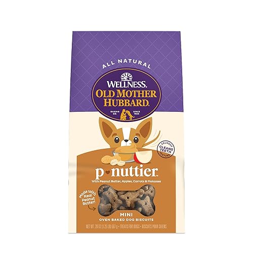 Old Mother Hubbard Wellness P-Nuttier Dog Biscuits, Natural, Training Treats, Peanut Butter Flavor, Mini Size, (20 Ounce Bag) - Peanut Butter Mini - 1.25 Pound (Pack of 1)