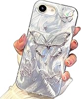 Vista 119 de I-MGAE-IN-AR - Funda compacta para iPhone 16 Pro Max con diseño de mariposa plateada brillante, a la moda, suave, delgada, de poliuretano