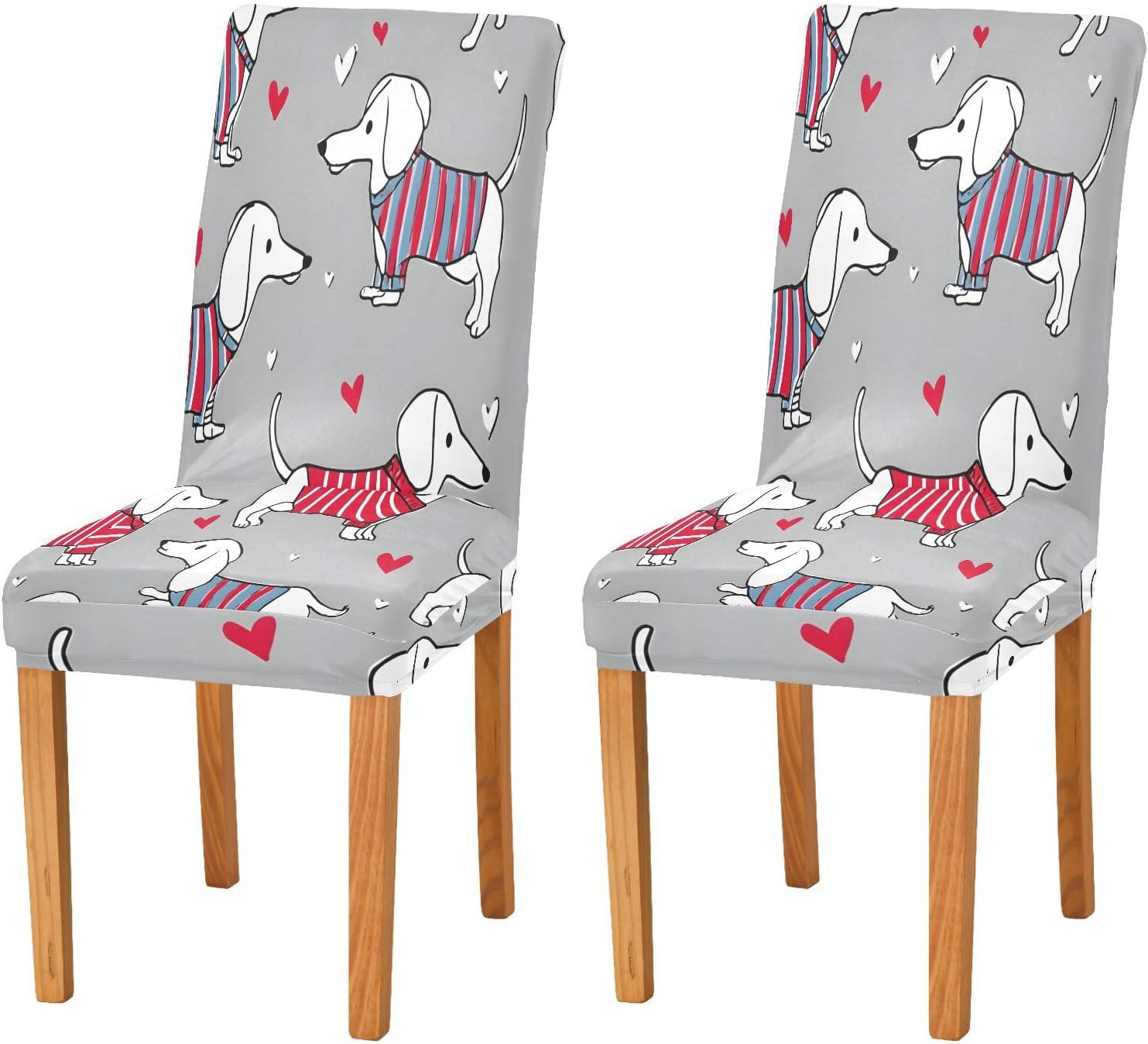 ALAZA Chair Covers for Dining Room, Dachshund Dog Striped Clothing Pattern Stretch Chair Cover Sets Chair Protector Removable Washable for Ktichen Restaurant Hotel