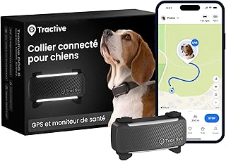 Tractive – Collier GPS pour chien | 2025 Édition | Leader du marché | Localisation en direct | Alertes anti-fugue | Moniteur d'activité et d'aboiements | Alertes de santé (Noir)